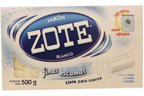 Jabón Zote En Barra Blanco Finas Escamas 500 Gr