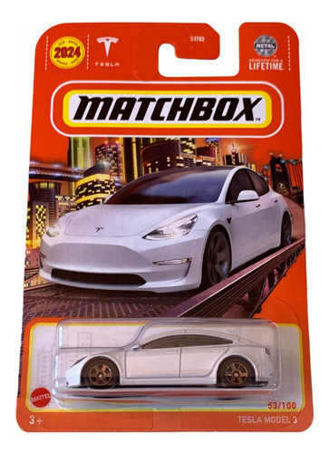 Carrito Matchbox Tesla Model 3 Blanco Mattel Nuevo