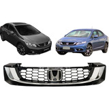 Grade New Civic 2015 2016 17 Black Piano Com Emblema Cromado