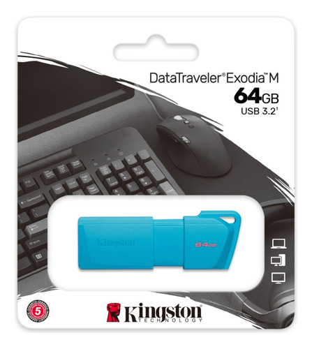 Memoria Flash Usb Kingston De 64 Gb 3.2 Exodia M Aqua Blue