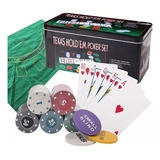 Set Poker Juego De Mesa 200 Fichas + Naipes Y Mantel