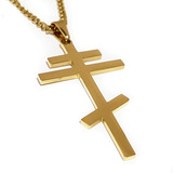 Collar Dije Cruz Ortodoxa Cruz Rusa Crucifijo Dorado Acero