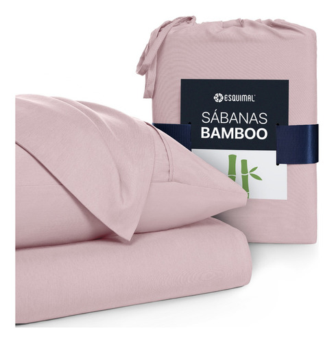 Sábanas Matrimonial De Bambú Esquimal Ultra Suaves Y Frescas Color Rosa