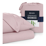 Sábanas Matrimonial De Bambú Esquimal Ultra Suaves Y Frescas Color Rosa