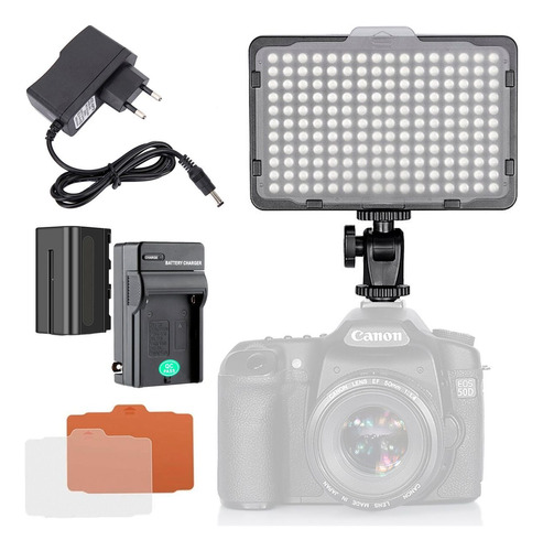 Iluminador Led Greika Pt176s Completo Com Fonte E Bateria