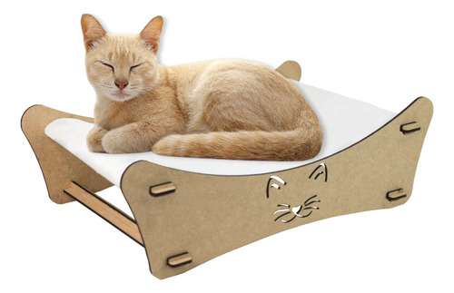 Cama Rede P/ Gatos De Chão Confortável Mdf Cortada A Laser 