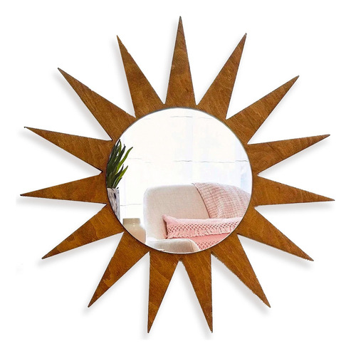 Espejo Rayos De Sol Estrella Astro Moderno Madera Y Acrílico