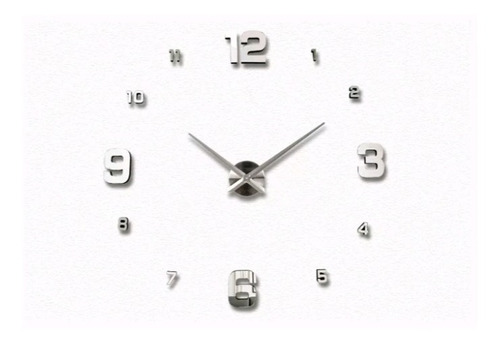 Reloj Pared 3d Grande Plateado Diseño Moderno
