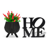Kit Decoração Sala - Vaso Com Pés + Planta + Home 3d