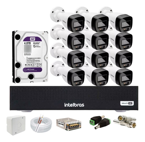 Kit Intelbras 12 Full Color Vhd 1120b, Dvr Mhdx 1016 C/4tb