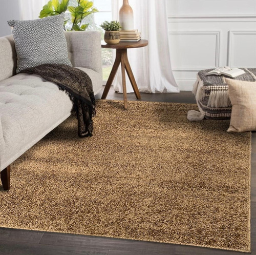 Alfombra Pelo Largo Beige Oscuro 100x150cm Kreatex