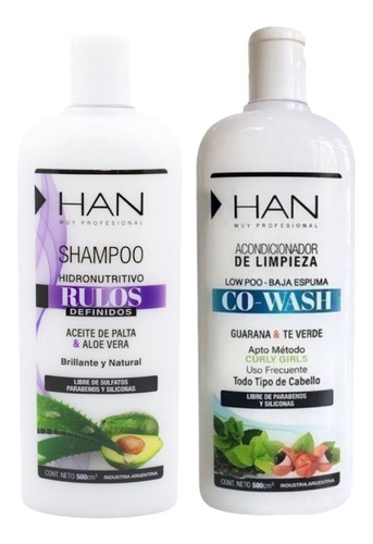 Shampoo + Acondicionador Co Wash Rulos Definidos Han 500ml