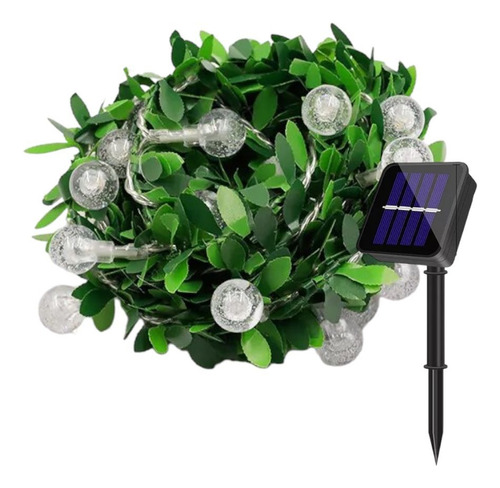 Guirnalda Solar Hojas Diseño Esferas 4 Metros 20 Led Luces Calida