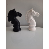 Figuras Adornos Caballos Ajedrez El Par Blanco Y Negro