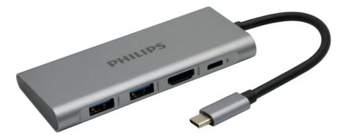 Hub Usb 3.0 4 N 1 Philips Usb-c Hdmi Dlk5514c - Electromundo