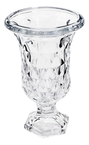 Vaso Com Pé De Vidro Diamond Lyor 15x24cm Transparente