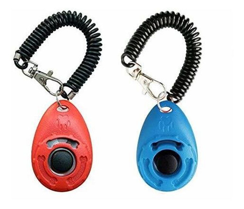 Clicker P/ Entrenamiento De Mascotas C/correa/x2u/azul- Rojo