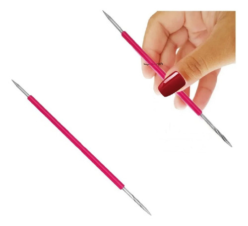 2 Palitos Rosa Duplo Inox Isis Cutelaria Manicure Pedicure