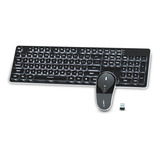 Kit Teclado Mouse Inalambrico Recargable Usb Negro For Pc