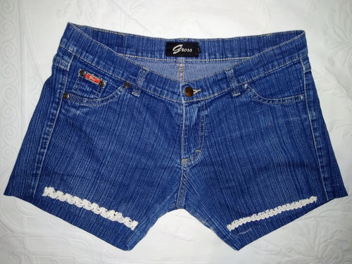 Short Jean Dama Gross Con Broderie