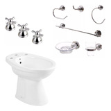 Combo Bidet Roca + Grifería Peirano + Accesorios 6 Piezas Aq