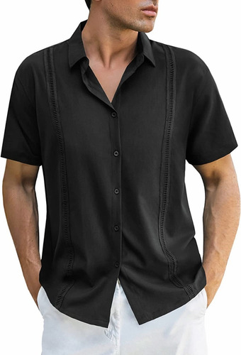 Camisa De Manga Corta De Playa Guayabera Cubana Para Hombre