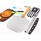 Set Pala Para Pizza Aluminio 63 Cm Y Espátula , 7 Piezas