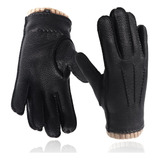 Anccion Winter Black Guantes De Cuero Genuino Para Hombres P