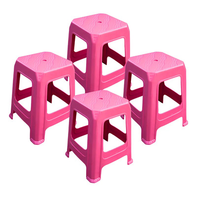 4 Bancos Mr. Gadgets Plástico Rosa Reforzados Apilables Uso Interior Y Exterior