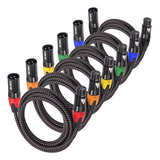 Mikiz Xlr Cables Trenzados De 6 Pies, 6 Paquetes De 3 Pines