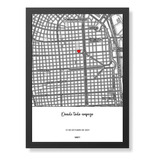 Cuadro Mapa Personalizado Cuadrado Novio Amigos Pareja 15x21