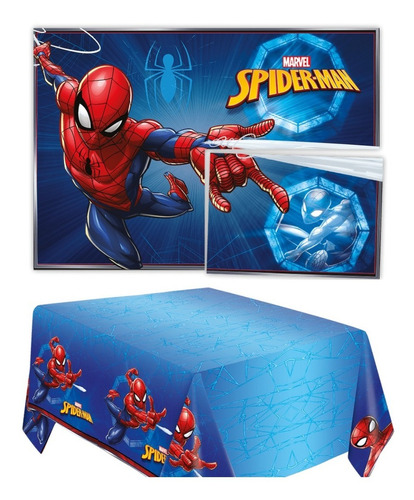 Kit Festa Spider Man - Painel Decorativo E Toalha De Mesa