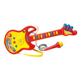 Guitarrinha Infantil Brinquedo Musical Com Microfone Som Luz