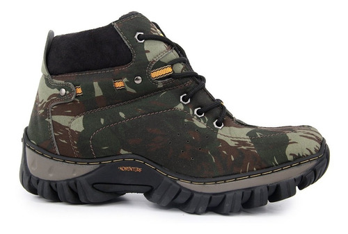 Coturno Botinha Palmilha Gel Militar Camuflado Lona Adventur