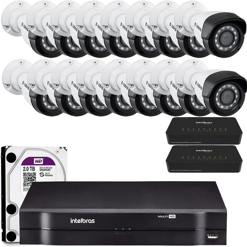 Kit 18 Câmeras Ip Intelbras Nvd 1216 Ip Câmeras Vip 1020 Ip