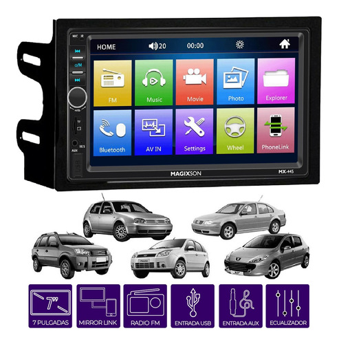 Estereo Pantalla Tactil Espejo Gps 2 Din Para Bora Ecosport