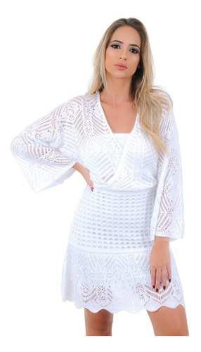 Vestido Curto Verão 2019 Rendado Tricot Marca Livora