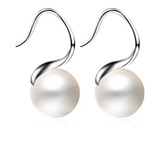 Aros Colgante Perla Blanca Baño Plata / Todojoyas