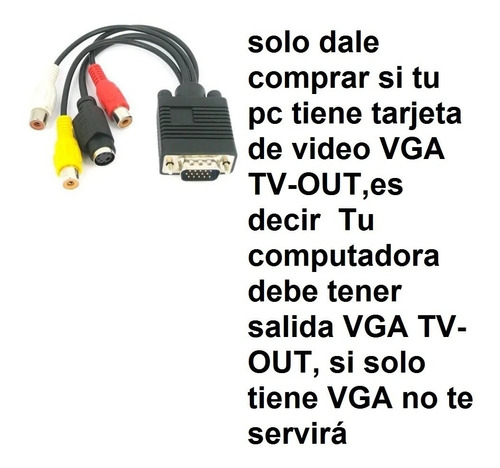 Cable Convertidor Vga Tv-out A Rca Y S-video! 