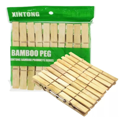 100 Ganchos Bamboo Orgánicos Ropa Organizar Hogar Pinza