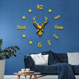 Reloj De Pared 3d Ciervo Dorado