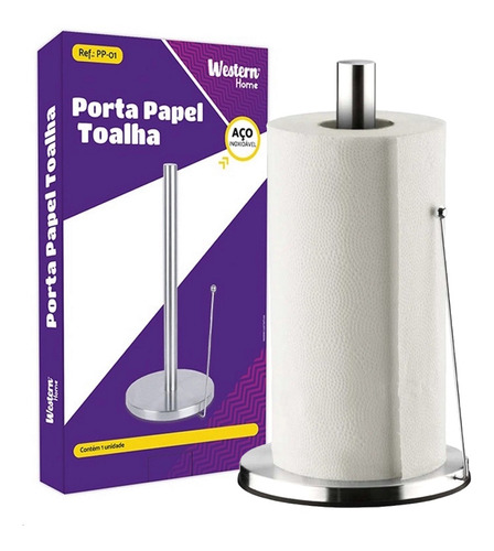 Porta Rolo Papel Toalha Suporte Cozinha Mesa Aço Inox