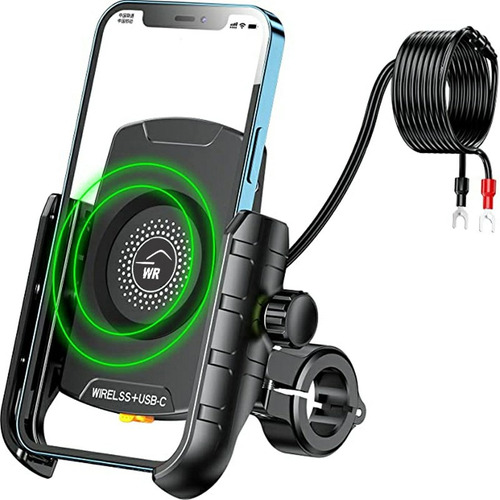 Suporte De Celular Para Moto Com Carregador Sem Fio + Usb-c