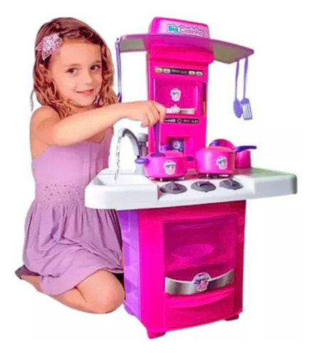 Cozinha Infantil Menina Completa Fogão Forno Saiágua Bigstar