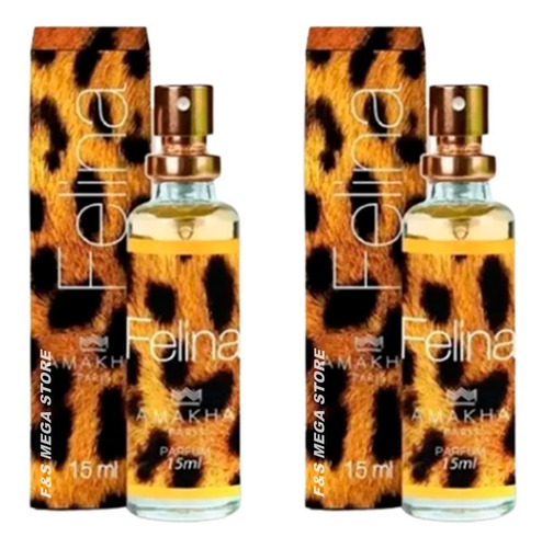 Kit 02 Perfume Feminino Felina Amakha Paris 15ml Para Bolsa