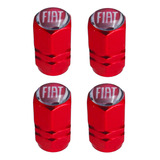 4 Tapones De Válvula Fiat Para Llantas Aluminio Rojo