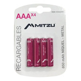 Paquete De 4 Pilas Recargables Aaa O Triple A 1.2v Mitzu