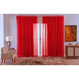 Cortina Para Sala Voal Liso Transparente Delicate 6,00x2,80 Cor Vermelho