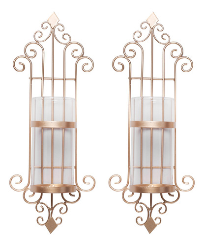 Candelabro De Pared, 2 Candelabros, Metal Dorado De Estilo A