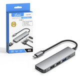 Adaptador Hub 5 In 1 Compatível 4k Type-c Para Hdmi / Usb 3.0 / Type-c Lumi